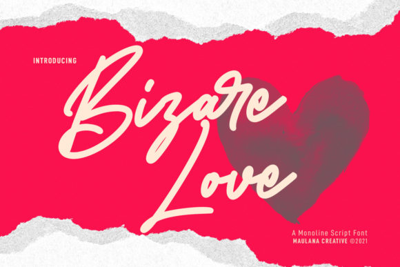 Bizare Love Monoline Script Font for Editorial Design